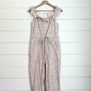Gal Meets Glam Rue floral jumper w/tie waist and ruffle collar